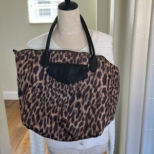 Banana Republic Leopard Nylon Travel Tote Shoulder Bag Brand New